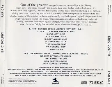 Eric Dolphy - Far Cry (1960) {Prestige 20-bit K2 Edition RCD-8270-2 rel 2002}