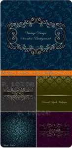 Vintage invitation vector backgrounds set 7