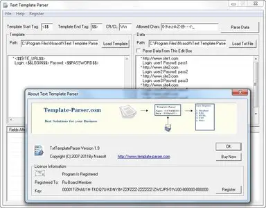 Nsasoft Text Template Parser 1.9