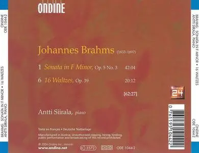 Antti Siirala - Johannes Brahms: Sonata in F minor; 16 Waltzes (2004)