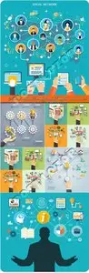 Social network with group of people vector set 25