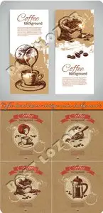 Coffee hand drawn vintage vector background 2