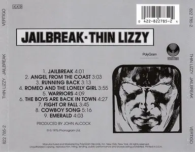 Thin Lizzy - Jailbreak (1976) Non-Remastered, US Press