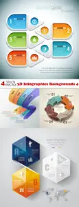 Vectors - 3D Infographics Backgrounds 4