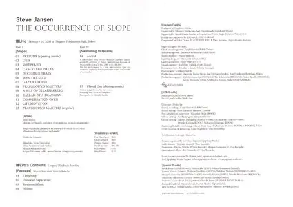 Steve Jansen - The Occurrence of Slope (2008) [DVD] + Slope (2007) [CD] (ft. David Sylvian) [combined repost]