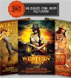 GraphicRiver - 3in1 Western Flyer Bundle