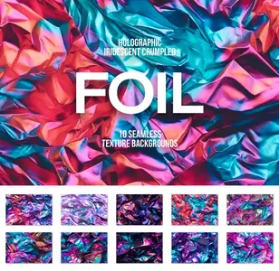 EE - Iridescent Crumpled Foil Seamless Backgrounds QQE35MW