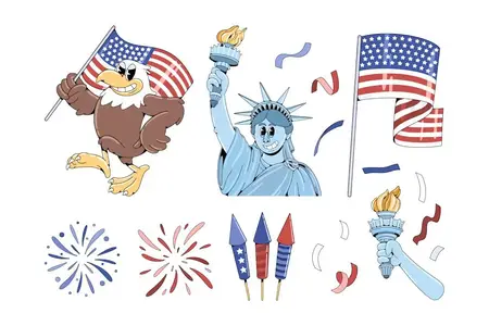 EE - USA Independence Day Illustration Set W6NH862