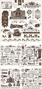 Vector Set New Year and Christmas Elements 2014