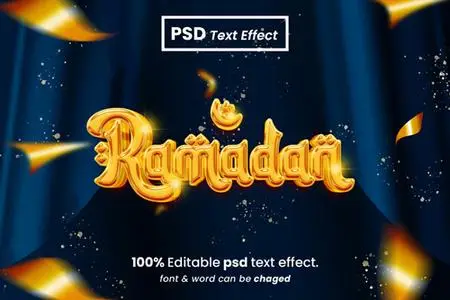 PSD ramadan kareem glossy editable 3d text effect