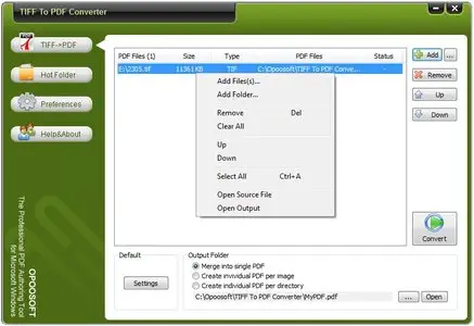 OpooSoft TIFF To PDF Converter 6.9