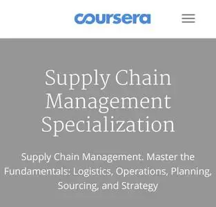 Coursera - Supply Chain Management Specialization by Rutgers the State University of New Jersey