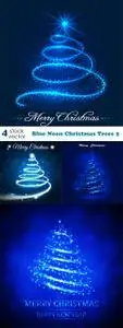 Vectors - Blue Neon Christmas Trees 2