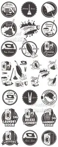 Cleaning Retro Icons Vector