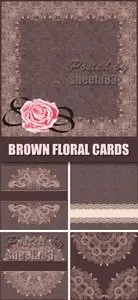 Brown Floral Cards Vector