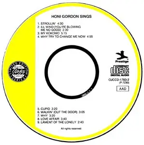 Honi Gordon - Honi Gordon Sings (1962) {Prestige OJCCD-1783-2 rel 1991}