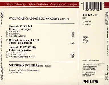 Mitsuko Uchida - Wolfgang Amadeus Mozart: 2 Sonatas KV 533/494 & KV 545; Rondo KV 511 (1984)