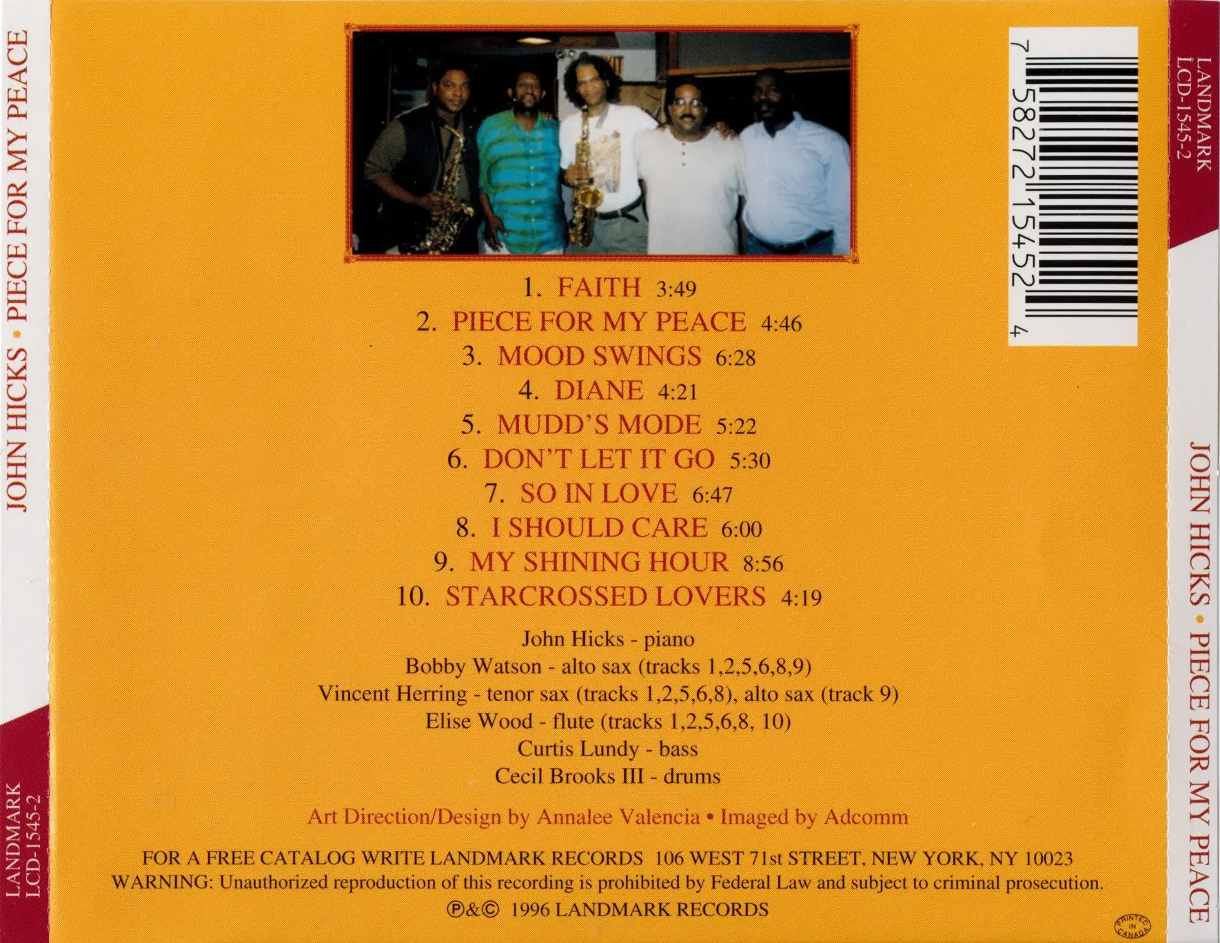 John Hicks - Piece For My Peace (1996) {Landmark LCD-1545-2}