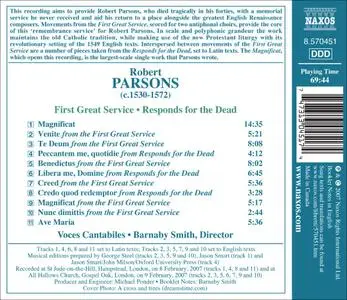 Voces Cantabiles, Barnaby Smith - Robert Parsons: First Great Service, Responds for the Dead (2007)