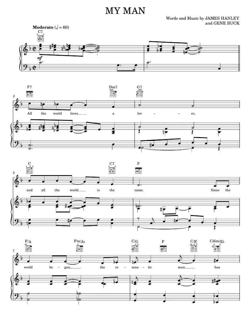 My Man - Barbra Streisand, Billie Holiday, Ella Fitzgerald (Piano-Vocal ...