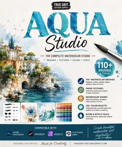 True Grit Texture Supply - Aquastudio brush set for PROCREATE