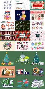 24 Christmas and Happy New Year Design Elements Bundle 4
