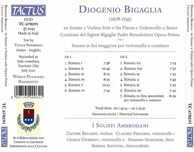 I Solisti Ambrosiani - Diogenio Bigaglia: 12 Sonate a Violino Solo (2023)
