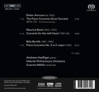 Andreas Haefliger, Susanna Mälkki, Helsinki Philharmonic Orchestra - Ammann, Ravel, Bartók: Piano Concertos (2020)