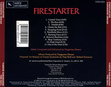 Tangerine Dream - Firestarter (1984)  [Original Motion Picture Soundtrack] (ReUpload)