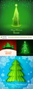 Vectors - Creative Green Christmas Trees
