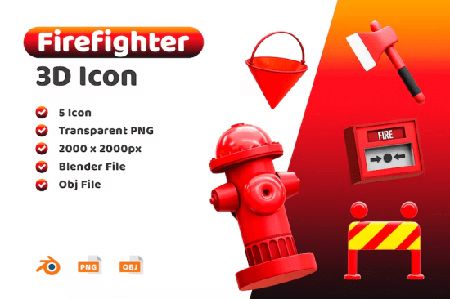 Firefighter 3D Icon J4GVNGS