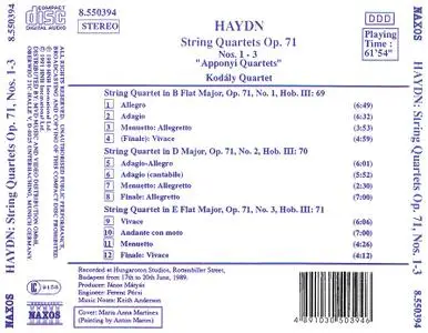 Kodály Quartet - Haydn: String Quartets Op. 71 Nos. 1-3 (1991)