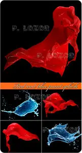 Red and blue paint splash