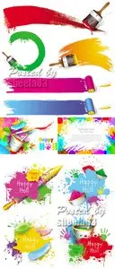 Color Paints Banners & Frames Vector