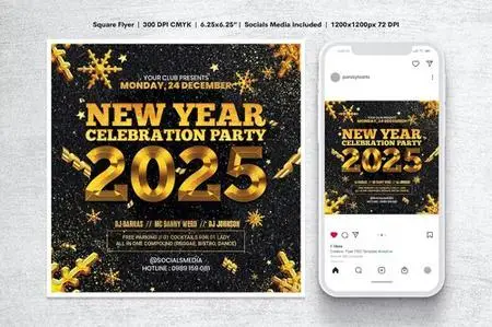 Happy New Year Party Flyer M7GLVVS