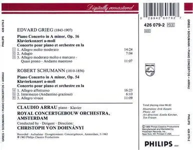 Claudio Arrau, RCO, Christoph von Dohnanyi - Edvard Grieg & Robert Schumann: Piano Concertos (1989)