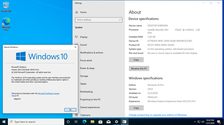 Windows 10 version 20H2 build 19042.631 Business / Consumer Editions