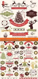 2014 Christmas and Happy New Year elements vector