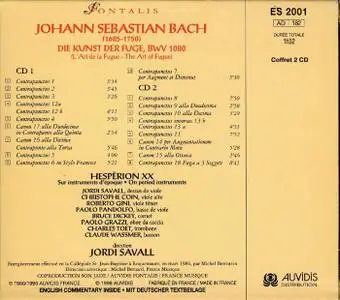 Bach, Kunst der Fuge, BWV 1080 - Jordi Savall, Hespèrion XX (2 CD)