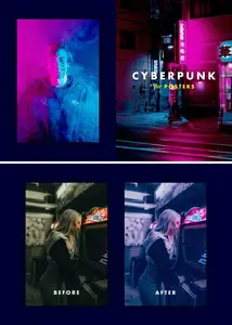 AS - Cyberpunk Poster Photo Effect Mockup 472741987