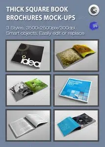 GraphicRiver Thick Square Book Brochures Mock-ups