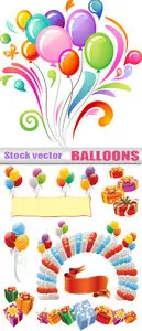 Balloons & gift boxes vector