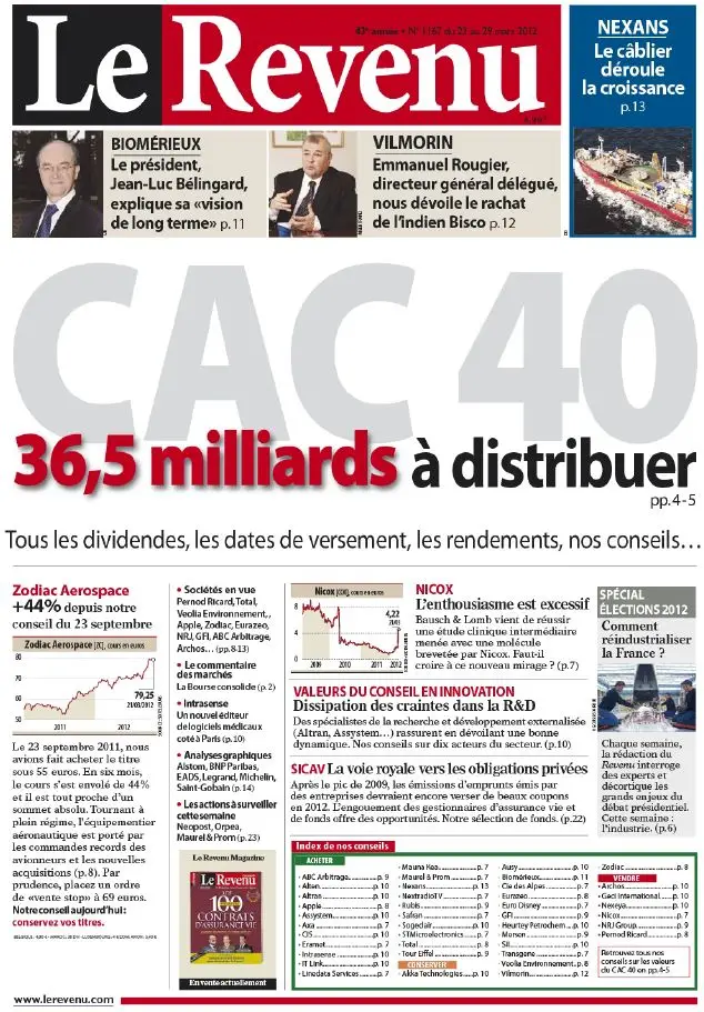 Le Revenu Hebdo Bourse 1167 - 23 au 29  Mars 2012