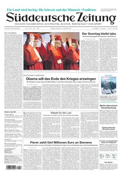 Sueddeutsche Zeitung vom 02.12.2009