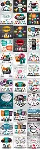 Social network with group of people and brainstorming concept vector