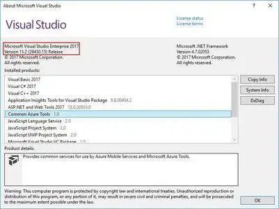 Microsoft Visual Studio 2017 version 15.2 (26430.15)