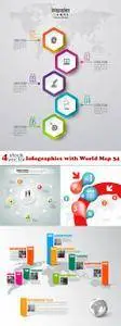 Vectors - Infographics with World Map 34
