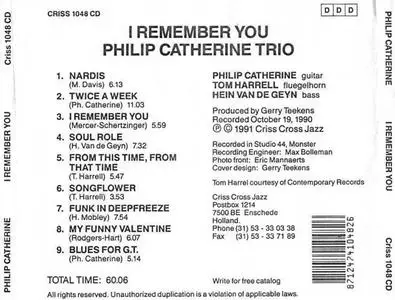 Philip Catherine - I Remember You (1991) {Criss Cross Jazz}