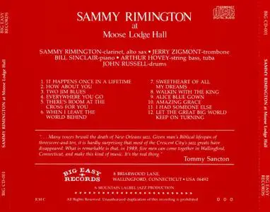 Sammy Rimington - At Moose Lodge Hall (1989) {Big Easy Records BIG CD-001}