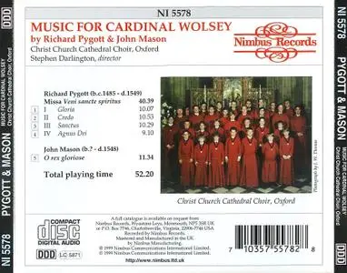 Stephen Darlington, Christ Church Cathedral Choir, Oxford - Pygott & Mason: Music for Cardinal Wolsey (1999)